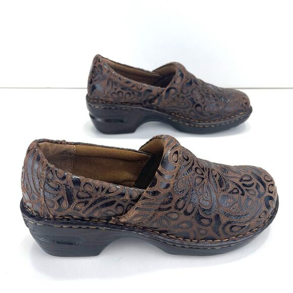 B.O.C Born Concept Nurse Clogs Size 7 Brown Printed Leather Comfort Platform - Picture 2 of 14